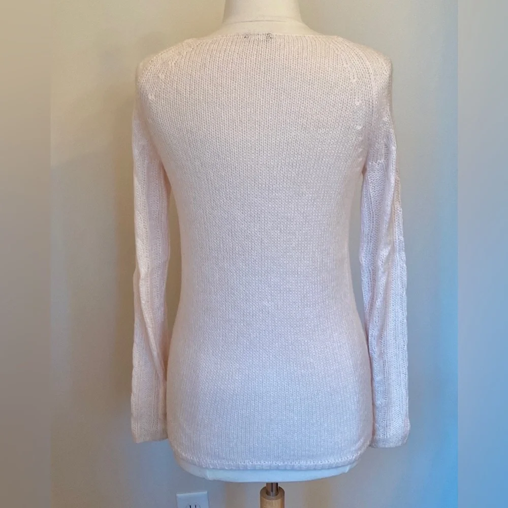 J. Crew Baby Pink SZ S Soft Girl Preppy Cottagecore Knit Mohair Wool Sweater